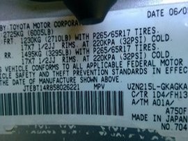 2005 TOYOTA 4RUNNER SILVER SR5 4.7 AT 4WD. Z24854
